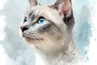 draw realistic pet portrait into digital oil painting