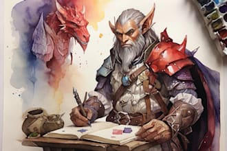 make fantasy character design d and d, illustration
