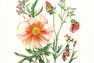 make line art illustration botanical and flower beautifully