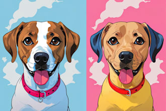 draw custom pet portrait in pop art style