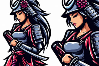 do awesome modern samurai onni girl mascot logo design service
