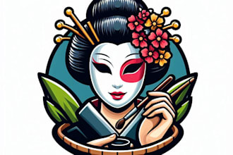 do make new style for geisha and mask mascot logo design service