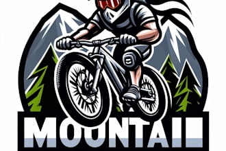 do awesome mountain bike mascot logo design service for your choice