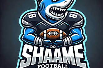 do awesome style for shark football  e sport mascot logo design service
