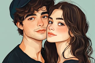 do custom couple, family portrait illustration