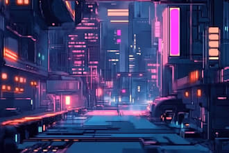 draw  futuristic and cyberpunk city art like what do you want
