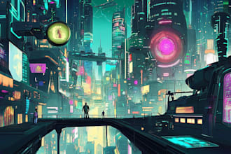 illustrate futuristic cyberpunk city for you