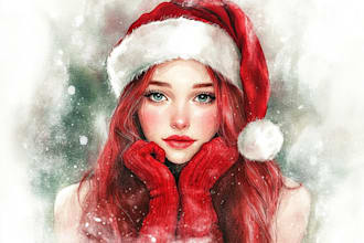 create your amazing watercolor christmas portrait