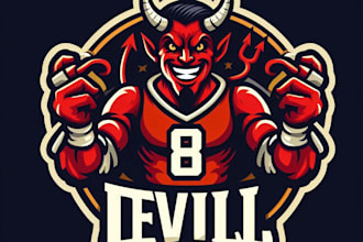do modern style for devil e sport mascot logo design service