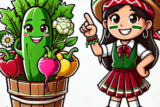 do modern hostel girls for vegetable garden mascot logo design