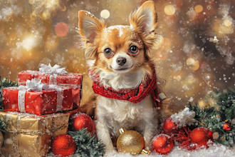 make a christmas pet portrait or illustration