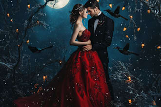 desing a beautiful christmas couple portrait
