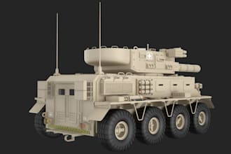 fix 3d armored tank turret,rig 3d military car, off road vehicle rendering
