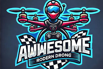 do awesome for modern drone racing concept mascot logo design service