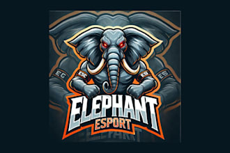 make modern elephant mascot logo with express delivery