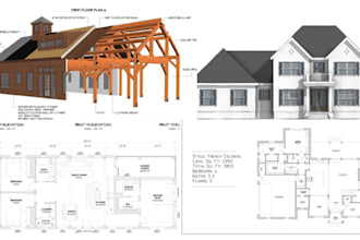 design timber or wood structure, framing and trusses plan