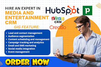 setup media and entertainment service CRM hubspot pipedrive creatio zoho CRM