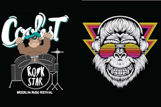 make vintage music gorilla vector logo