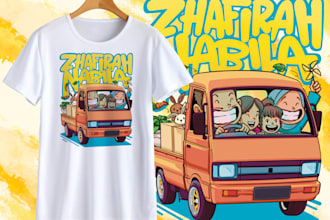 create a hand drawn illustration for tshirt design