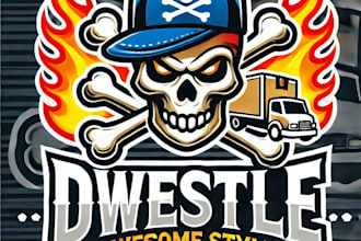 do awesome style crossbones mascot logo with express delivery