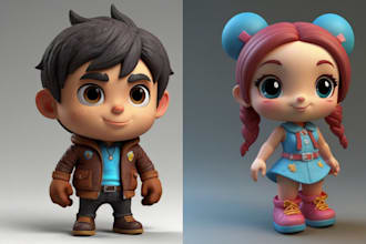 design custom articulated 3d toy, 3d character, 3d doll form your reference