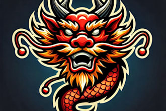make chinese dragon mask mascot logo design with unlimited revision