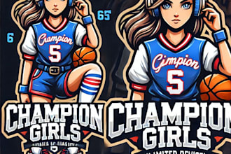 do modern style for champion girls mascot logo design for unlimited revision