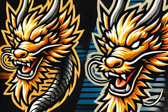do modern style asian dragon head mascot logo design for unlimited revision
