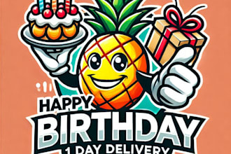 do modern style for happy birthday mascot logo design for 1 day delivery