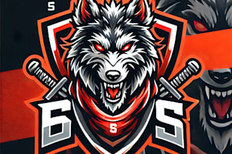 do awesome style wolves gunner e sport mascot logo design for unlimited review