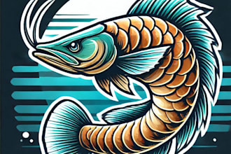 do wonderful style arowana predator fish mascot logo design with 1 day delivery