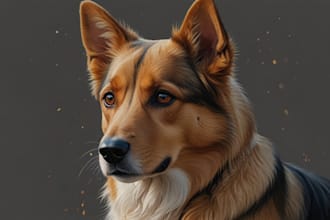 draw custom digital oil painting, watercolor style pet portrait
