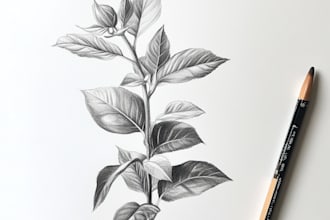 draw botanical illustrations of flowers, plants