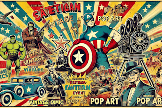 draw retro vintage poster for movie, event, vintage comic, vintage art, pop art