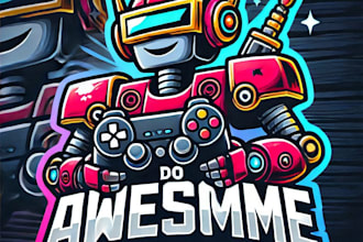 do awesome style for robot gaming mascot logo design service