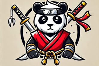 do wonderful new style panda ninja mascot logo design service for business