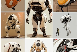 custom futuristic mecha robot character illustration art