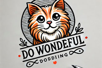 do wonderful hand drawing cat mascot logo design