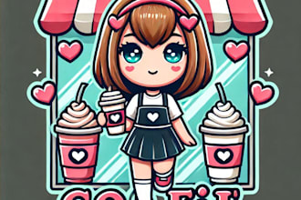 do make new style for cofi shop girls mascot logo design service for 1 day