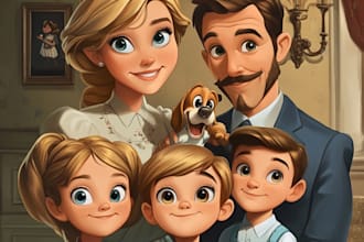 create a professional disney family portrait