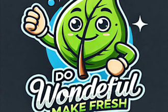 do wonderful make fresh green leaf mascot logo design for unlimited revisions