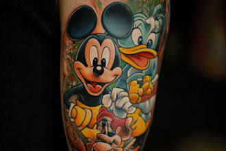 create custom geek tattoos, focused more in cartoons and anime