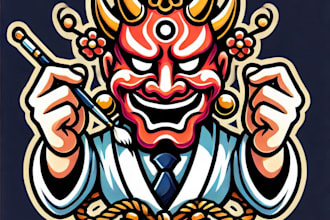 do wonderful make japanese hannya mask mascot logo design service