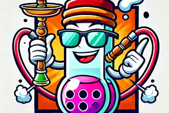 do modern style hookah pop mascot logo design with express delivery