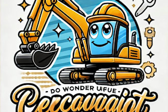 do wonderful unique excavator heavy equipment construction mascot logo design