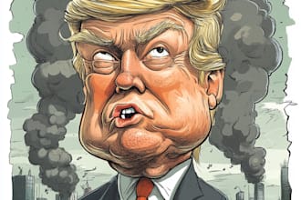 make a professional editorial and political cartoon