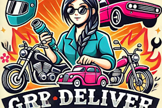 do make car, bike, ship, welder for girls mascot logo design for 1 day delivery