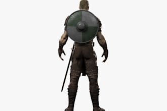 port 3d character into ue5, medieval model, warrior model for game, animate 3d