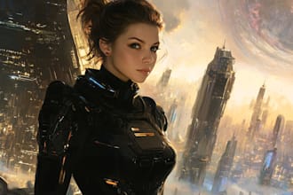 draw a sci fi character design or sci fi character art