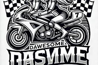 do awesome style for bike, car, race  girls driving mascot logo design